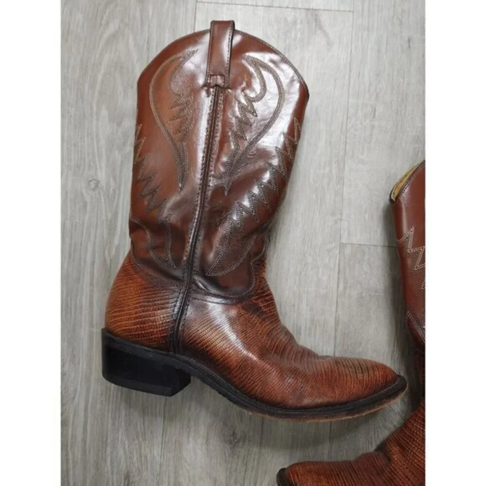 Vintage Sedona Cowboy Western Boots Teju Lizard Iguana Skin‎ Mens 9.5M